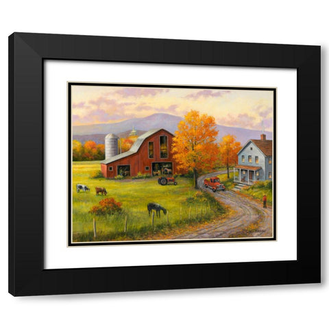 Fall on the Farm Black Modern Wood Framed Art Print with Double Matting by Zaccheo, John