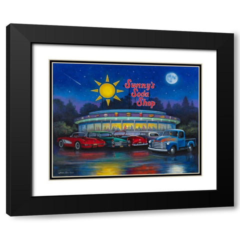Sunnys Soda Shop Black Modern Wood Framed Art Print with Double Matting by Zaccheo, John