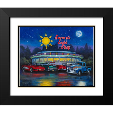 Sunnys Soda Shop Black Modern Wood Framed Art Print with Double Matting by Zaccheo, John