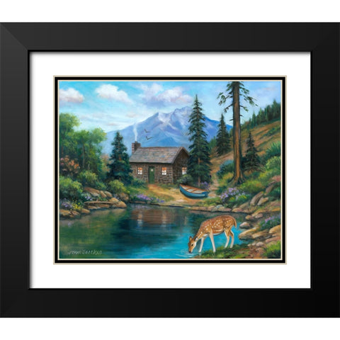 Drinking by the Cabin Black Modern Wood Framed Art Print with Double Matting by Zaccheo, John