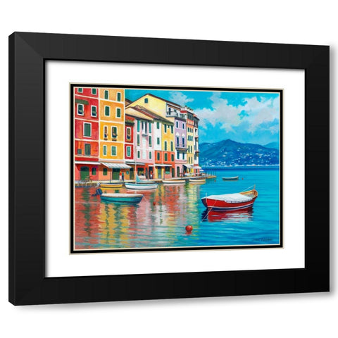Portofino Black Modern Wood Framed Art Print with Double Matting by Zaccheo, John