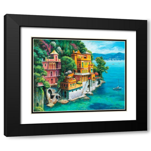 Domina Beach Portofino Italy Black Modern Wood Framed Art Print with Double Matting by Zaccheo, John