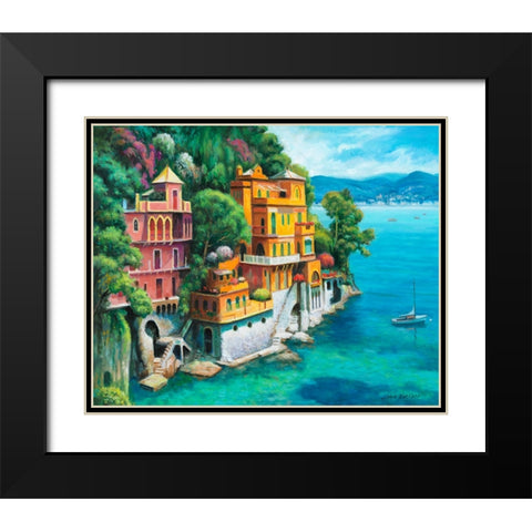Domina Beach Portofino Italy Black Modern Wood Framed Art Print with Double Matting by Zaccheo, John