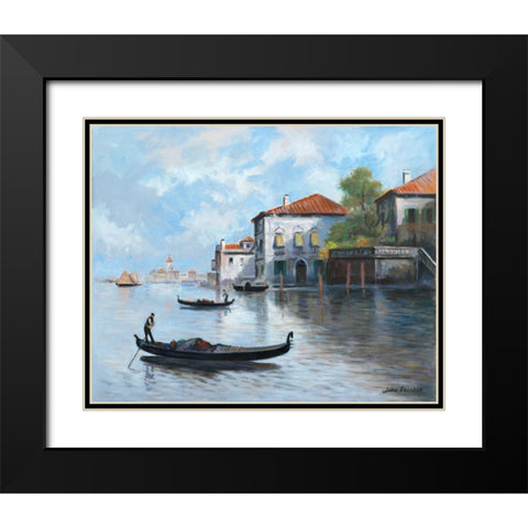 Gondolas Black Modern Wood Framed Art Print with Double Matting by Zaccheo, John