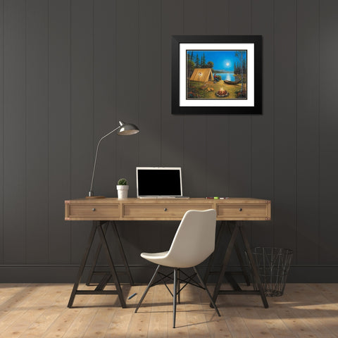 Fishing In The Moon Light Black Modern Wood Framed Art Print with Double Matting by Zaccheo, John