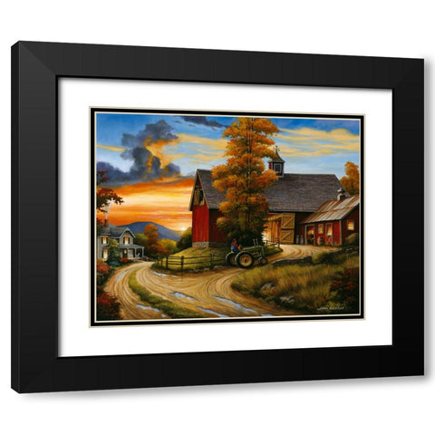 Farm Scene Black Modern Wood Framed Art Print with Double Matting by Zaccheo, John