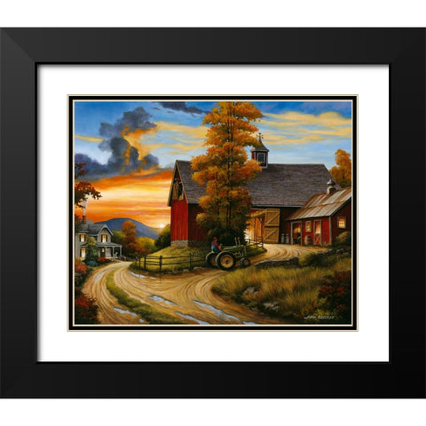 Farm Scene Black Modern Wood Framed Art Print with Double Matting by Zaccheo, John