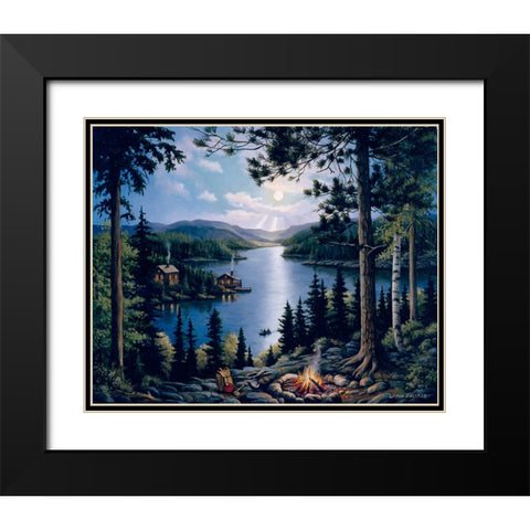 Cabin In The Woods Black Modern Wood Framed Art Print with Double Matting by Zaccheo, John