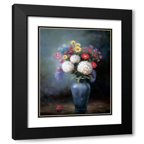 Floral C Black Modern Wood Framed Art Print with Double Matting by Zaccheo, John