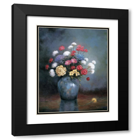 Floral D Black Modern Wood Framed Art Print with Double Matting by Zaccheo, John