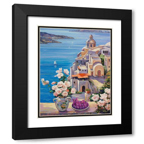 Mediterranian Roses Black Modern Wood Framed Art Print with Double Matting by Zaccheo, John