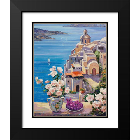 Mediterranian Roses Black Modern Wood Framed Art Print with Double Matting by Zaccheo, John