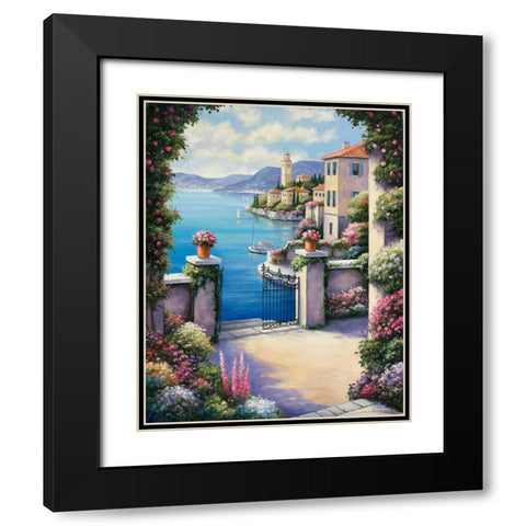 Mediterranian Patio Black Modern Wood Framed Art Print with Double Matting by Zaccheo, John