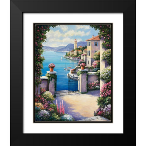 Mediterranian Patio Black Modern Wood Framed Art Print with Double Matting by Zaccheo, John