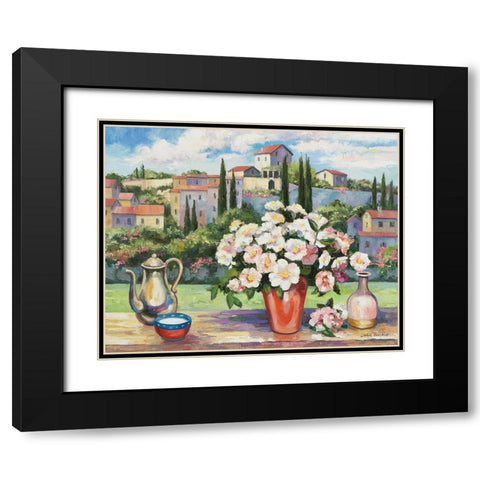Tuscan Roses Black Modern Wood Framed Art Print with Double Matting by Zaccheo, John