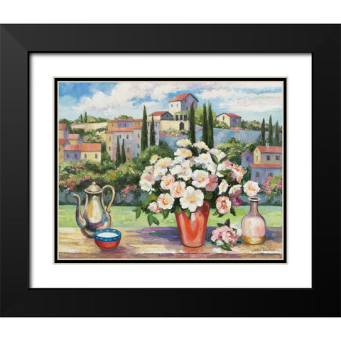 Tuscan Roses Black Modern Wood Framed Art Print with Double Matting by Zaccheo, John