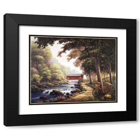 The Covered Bridge Black Modern Wood Framed Art Print with Double Matting by Zaccheo, John