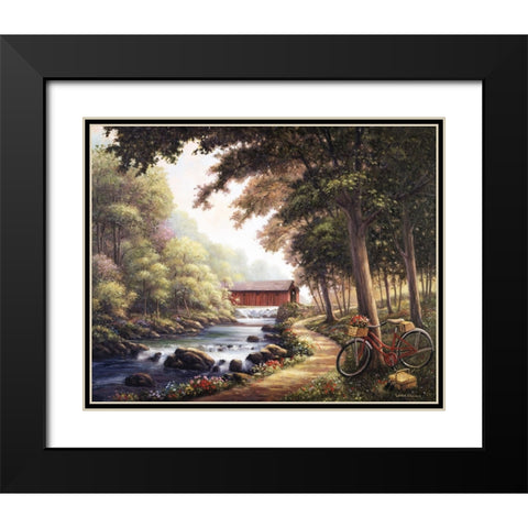 The Covered Bridge Black Modern Wood Framed Art Print with Double Matting by Zaccheo, John