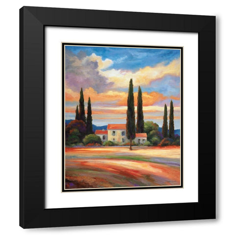 Sunset In Provence Black Modern Wood Framed Art Print with Double Matting by Zaccheo, John