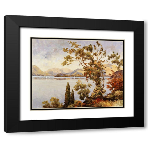Twilight On Bellagio Black Modern Wood Framed Art Print with Double Matting by Zaccheo, John