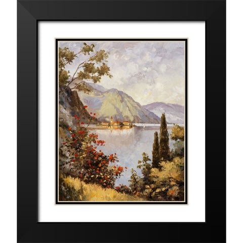 Lake Como Black Modern Wood Framed Art Print with Double Matting by Zaccheo, John