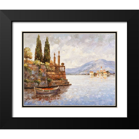 Evening Light On Lake Como Black Modern Wood Framed Art Print with Double Matting by Zaccheo, John