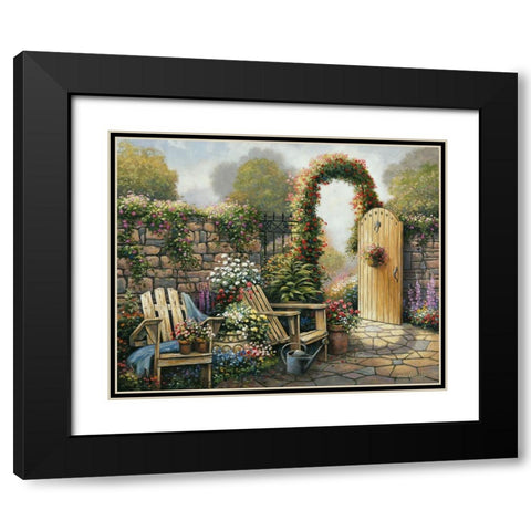 Garden Patio Black Modern Wood Framed Art Print with Double Matting by Zaccheo, John
