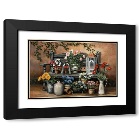 Flower Bench Black Modern Wood Framed Art Print with Double Matting by Zaccheo, John