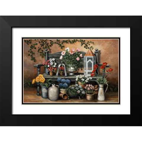 Flower Bench Black Modern Wood Framed Art Print with Double Matting by Zaccheo, John