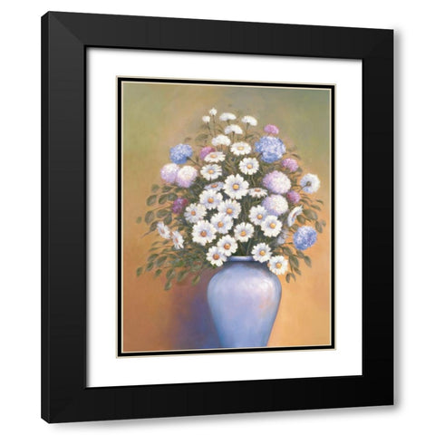 Florals 1 Black Modern Wood Framed Art Print with Double Matting by Zaccheo, John
