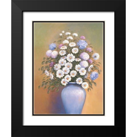 Florals 1 Black Modern Wood Framed Art Print with Double Matting by Zaccheo, John