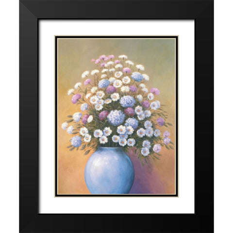 Florals 2 Black Modern Wood Framed Art Print with Double Matting by Zaccheo, John