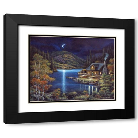 Moonlit Cabin Black Modern Wood Framed Art Print with Double Matting by Zaccheo, John