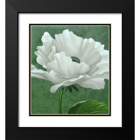 White Poppy Black Modern Wood Framed Art Print with Double Matting by Zaccheo, John