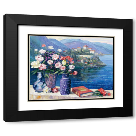 Mediterranian Scene Black Modern Wood Framed Art Print with Double Matting by Zaccheo, John