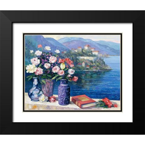 Mediterranian Scene Black Modern Wood Framed Art Print with Double Matting by Zaccheo, John