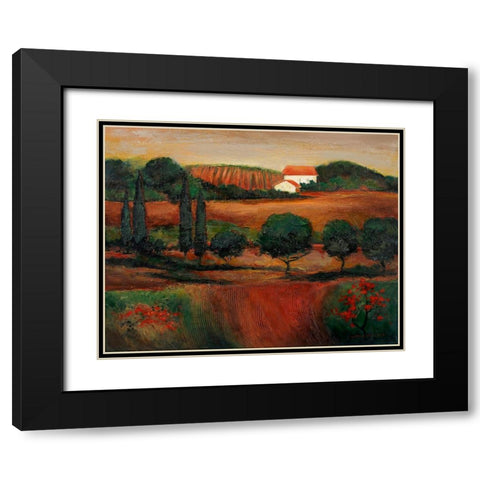 Crimson Light In Tuscany Black Modern Wood Framed Art Print with Double Matting by Zaccheo, John