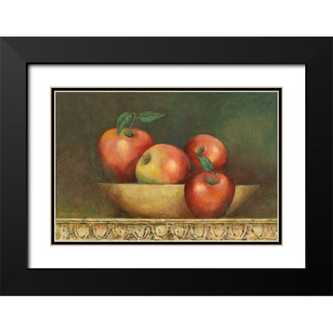 Red Apple Still Life Black Modern Wood Framed Art Print with Double Matting by Zaccheo, John