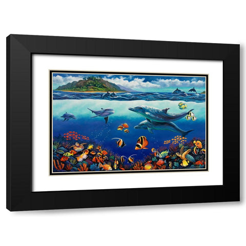 Reef Serenade Black Modern Wood Framed Art Print with Double Matting by Zaccheo, John