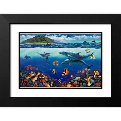 Reef Serenade Black Modern Wood Framed Art Print with Double Matting by Zaccheo, John