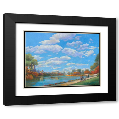 Central Park Vista Black Modern Wood Framed Art Print with Double Matting by Zaccheo, John