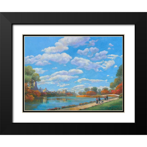 Central Park Vista Black Modern Wood Framed Art Print with Double Matting by Zaccheo, John