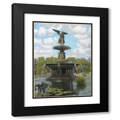 The Fountain Black Modern Wood Framed Art Print with Double Matting by Zaccheo, John