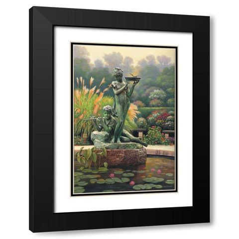 The Fountain II Black Modern Wood Framed Art Print with Double Matting by Zaccheo, John