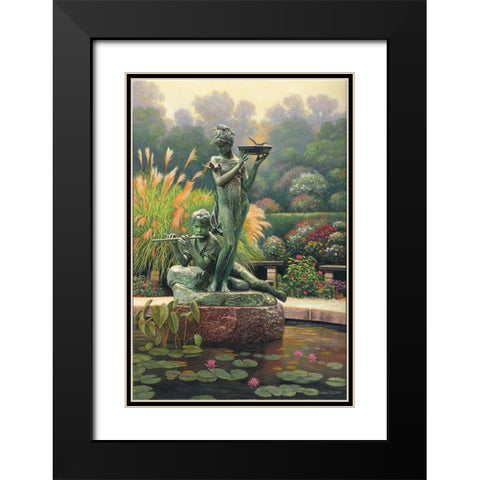 The Fountain II Black Modern Wood Framed Art Print with Double Matting by Zaccheo, John