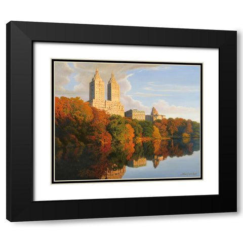 Autumn In Central Park Black Modern Wood Framed Art Print with Double Matting by Zaccheo, John