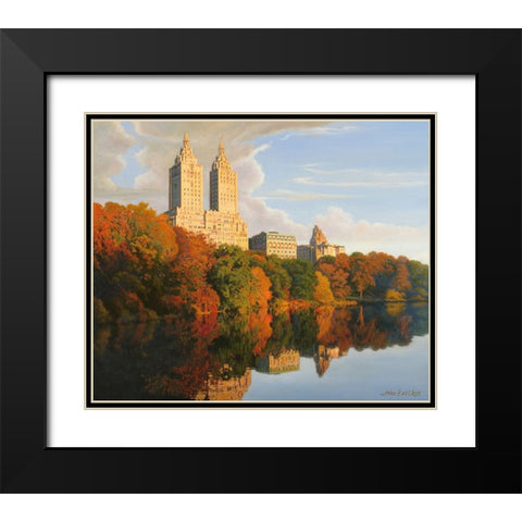 Autumn In Central Park Black Modern Wood Framed Art Print with Double Matting by Zaccheo, John