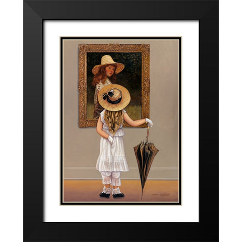 Girl In Museum Black Modern Wood Framed Art Print with Double Matting by Zaccheo, John