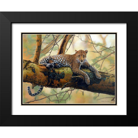 African Leopard Black Modern Wood Framed Art Print with Double Matting by Zaccheo, John
