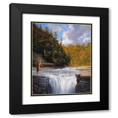 Fishing Black Modern Wood Framed Art Print with Double Matting by Zaccheo, John